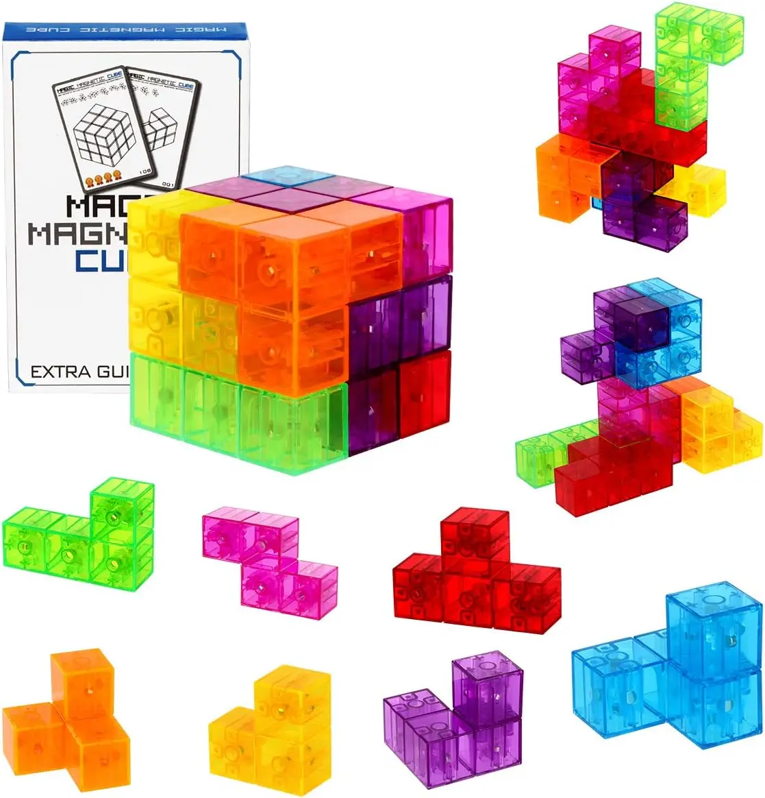 

3D Magnetic Building Blocks Set 7 Shapes 54 Cards Stress Relief Toy