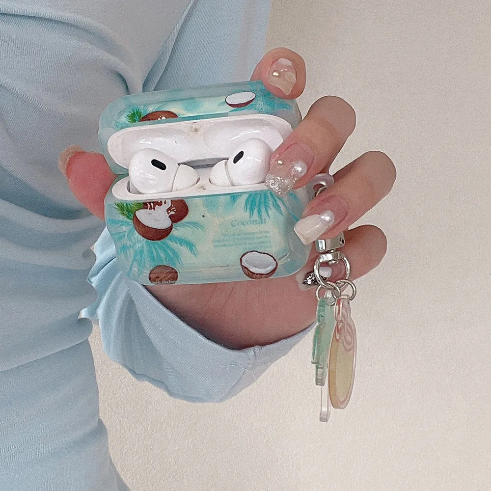 Чехол для Airpods Pro 2, INS, летний чехол из свежего кокосовой пальмы для Airpods 1, 2, 3, защитные аксессуары для наушников, чехлы с подвеской
