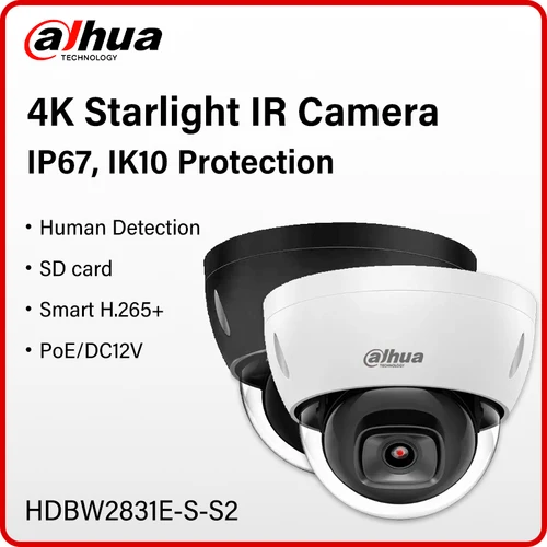 Dahua 8MP HDBW2831E-S-S2 4K Mini cámara IP domo exterior IR visión nocturna seguridad CCTV 1P67 IK10 cámara Starlight inteligente H.265 +