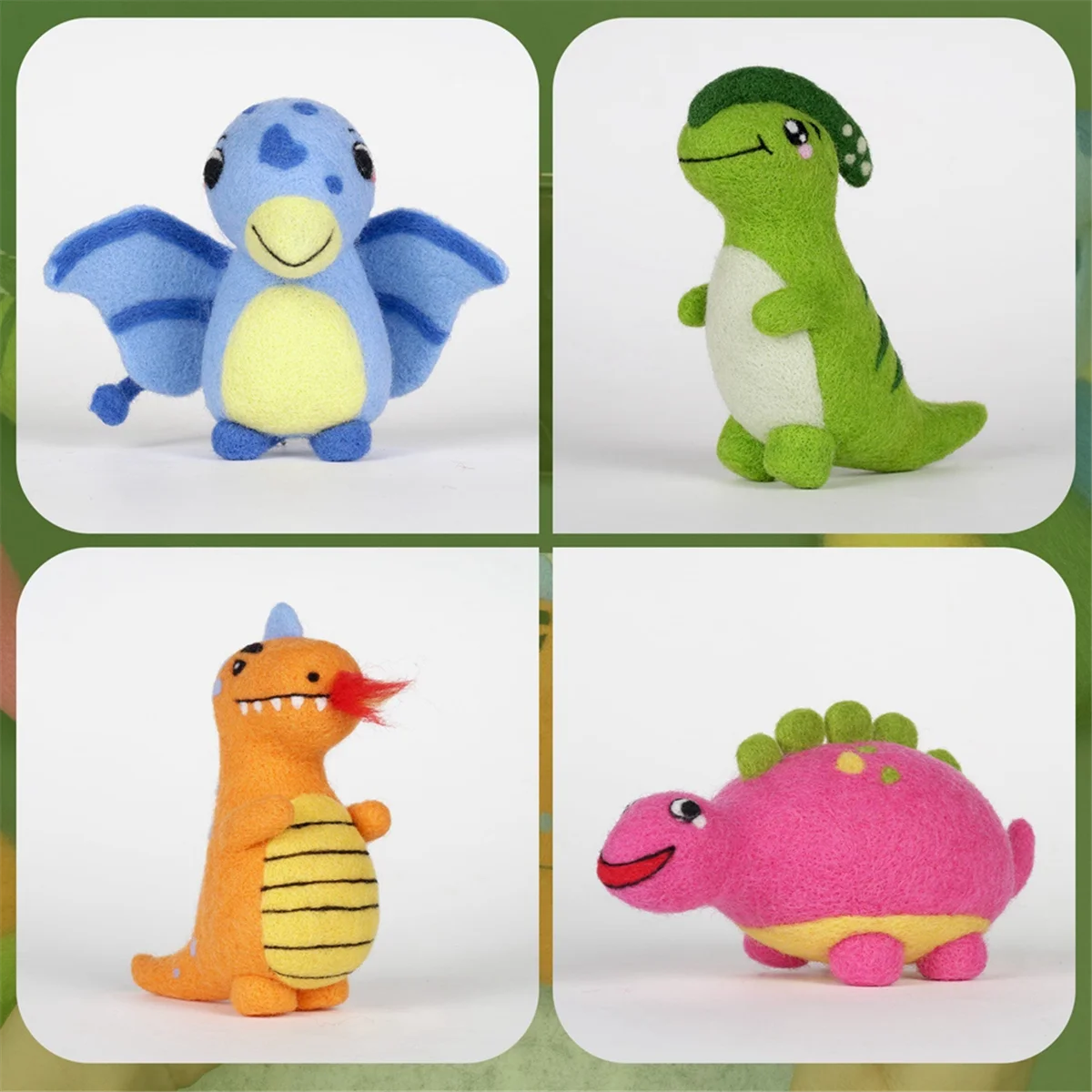 Baby Dinosaur Needle Felting Kits for Beginner,Needle Felting Kit,Felt Needles,Foam Pad,Felt Cloth,Instruction