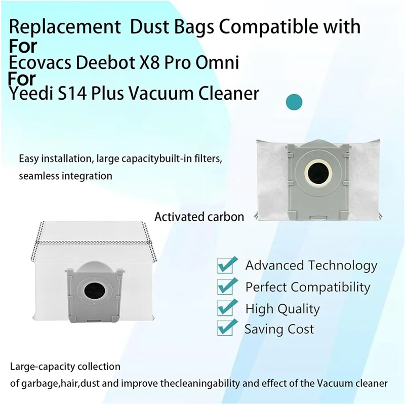 Sacchetti per la polvere di ricambio per Ecovacs Deebot X8 Pro Omni / T50 Pro / T50 Max per Yeedi S14 Plus Sacchetti per aspirapolvere