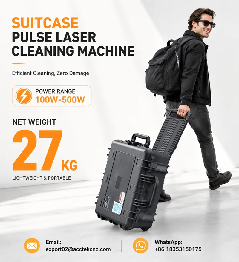 Portable Laser Rust Removal Machine 500W 300W Mini Suitcase Type Pulse LaserCleaner for Metal Alumumum Mold Paint Oxide Cleaning