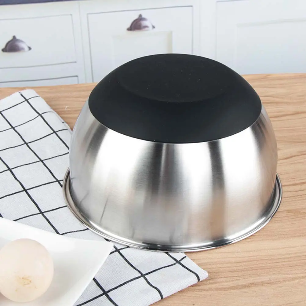 Professional Stainless Steel Mixing Bowl Deep Wide Rim Non Slip Bottom Egg Beating Salad Rice Vegetable Seasoning Bowl 20Cm