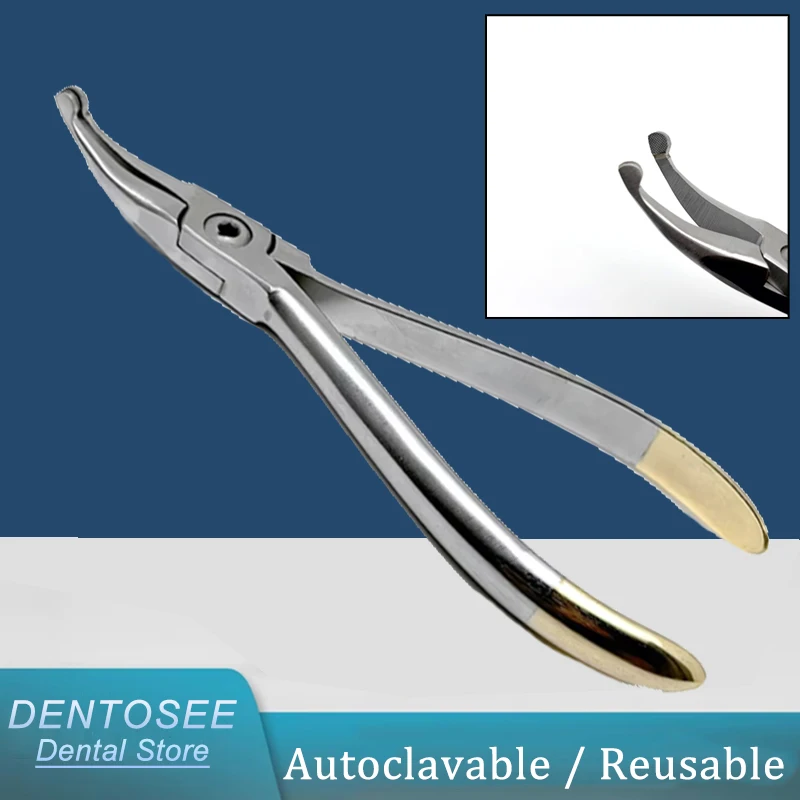 

Professional Dental Plier Orthodontic Stainless Steel Curved Tip Gold Plated Handle for Dentist Tools High Quality