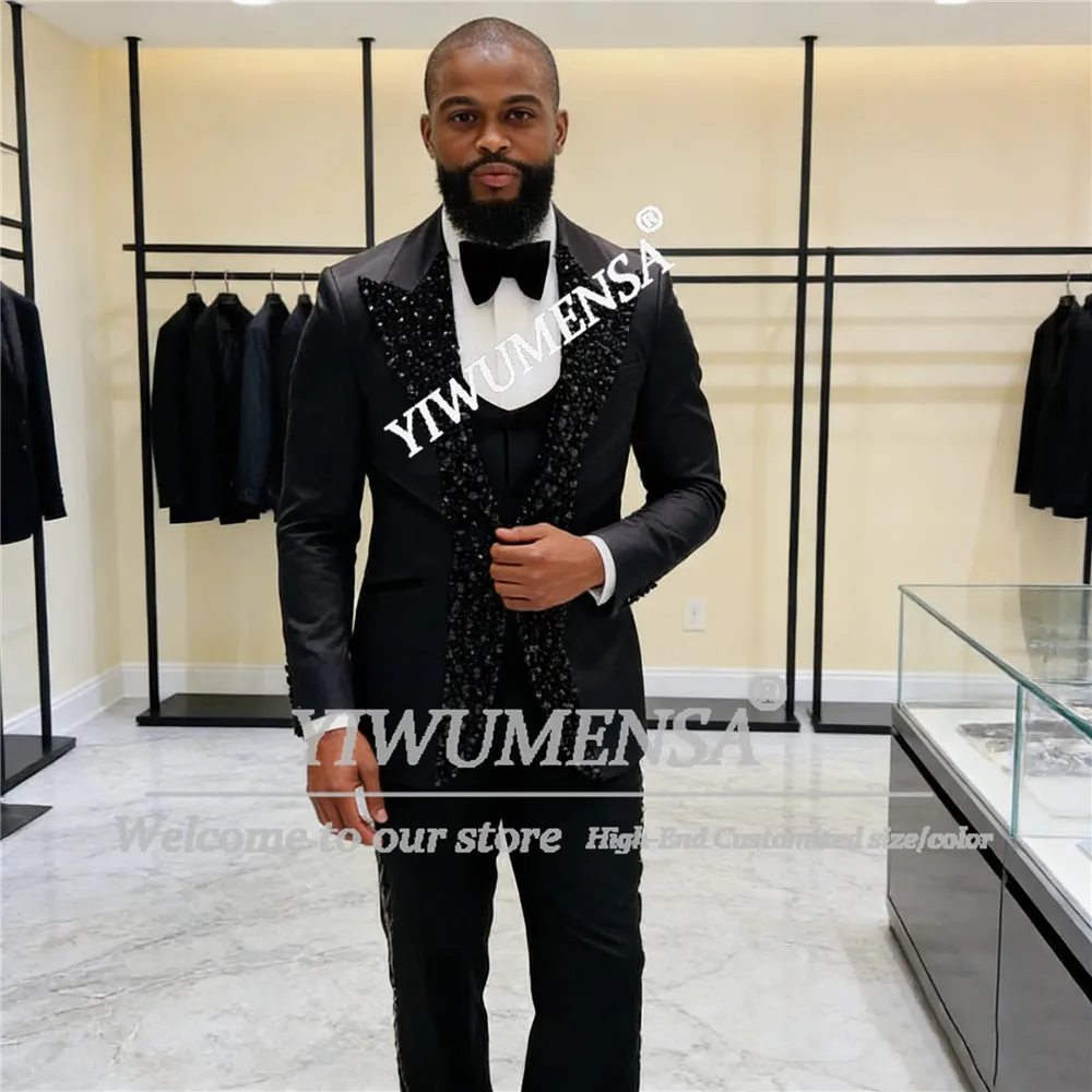 

Male Fashion Beaded Crystals Suits Men Slim Fit Man Formal Party Tuxedos Attire Customized Groom Dinner Party Blazer Ropa Hombre