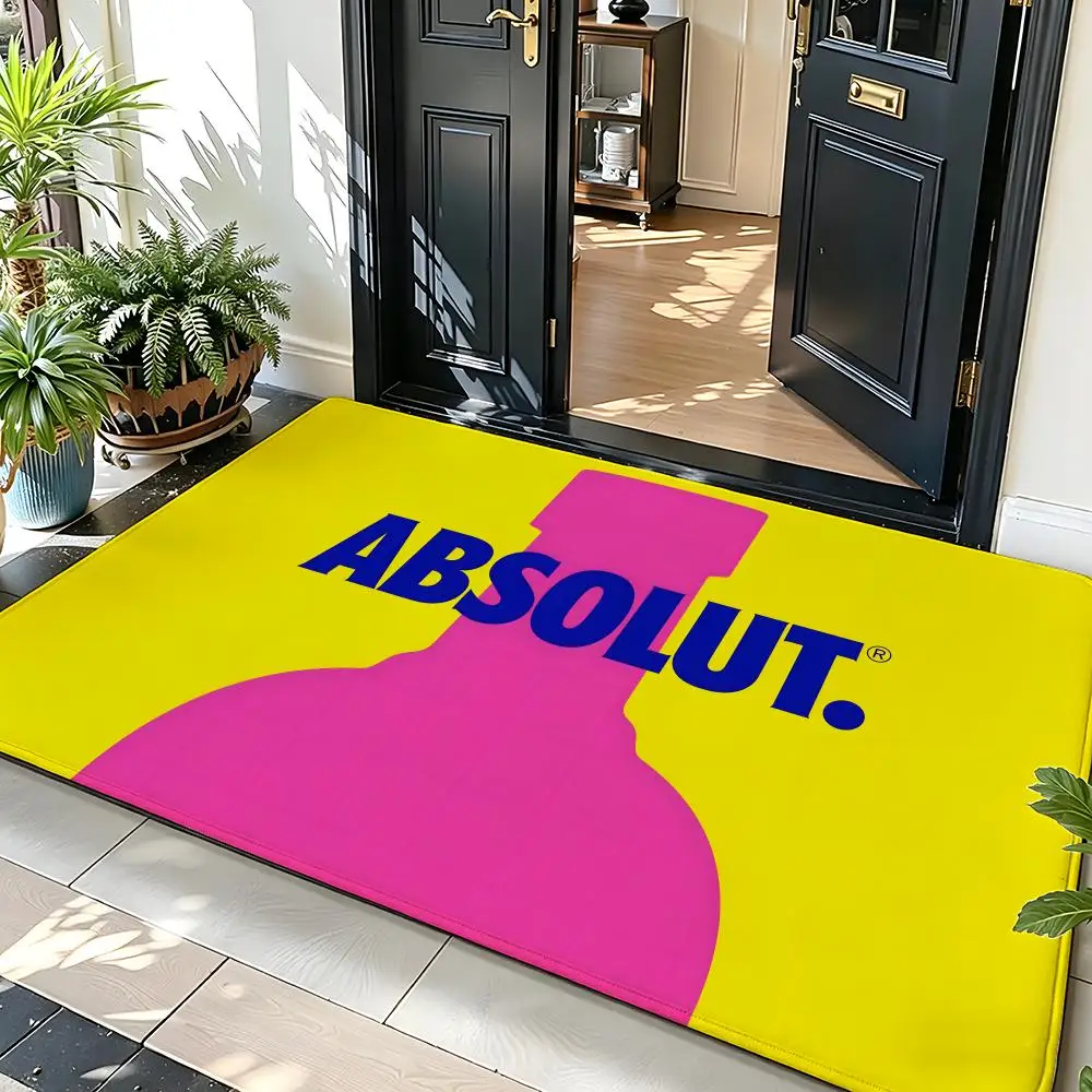 Liquor A-Absolut v-vodka Floor Mat Soft Flannel Entrance Door Mat Non Slip Absorbent Bathroom Bedroom Floor Rug
