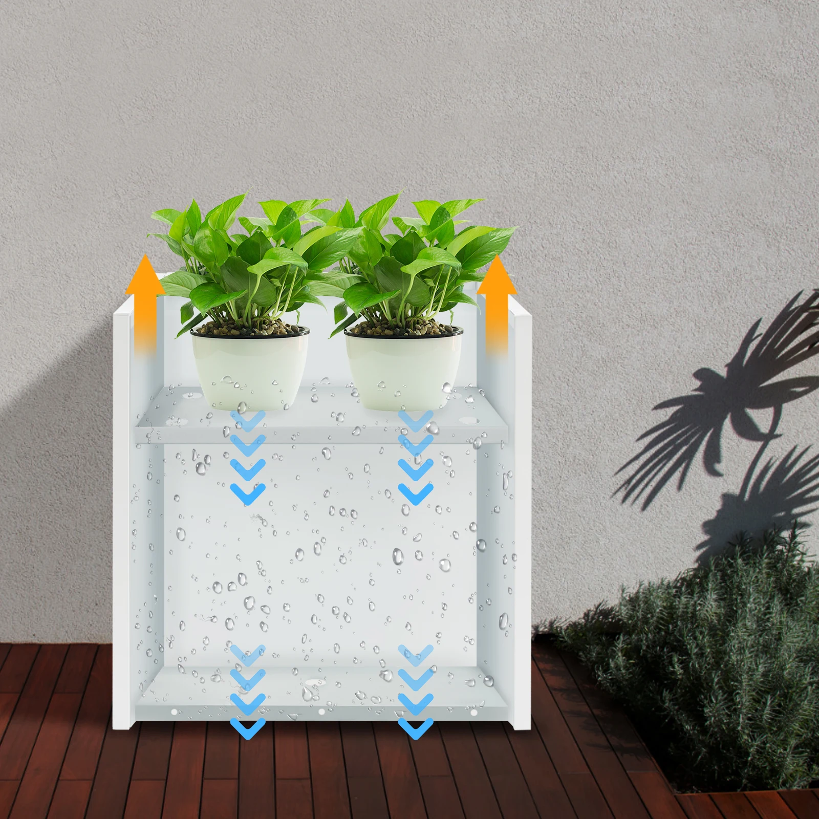 Caixa alta para plantador interno e externo 24Lx10Wx24H polegadas retangular grande vaso de flores alto caixa de plantador de metal