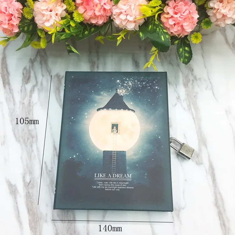 Notebook"like Dream"diary Book Cute Function Planner Log Book Diary Stationery Gift Box Packag New Creative Color Page with Lock