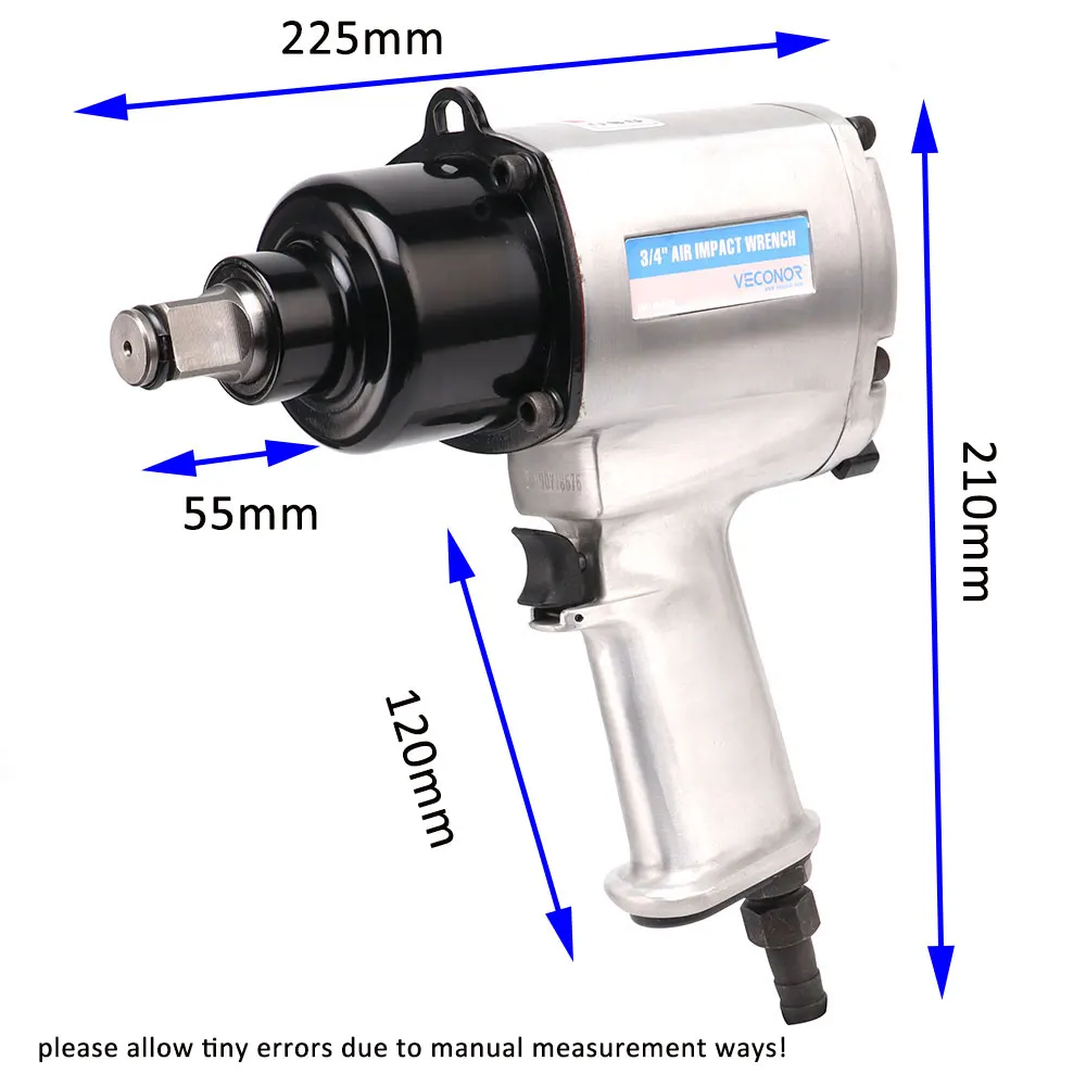 3/4 Inch Drive Air Impact Wrench 1300N.m High Torque Pneumatic Spanner Tyre Screws Sleeving Tool Pneumatic Tool Alloy Steel