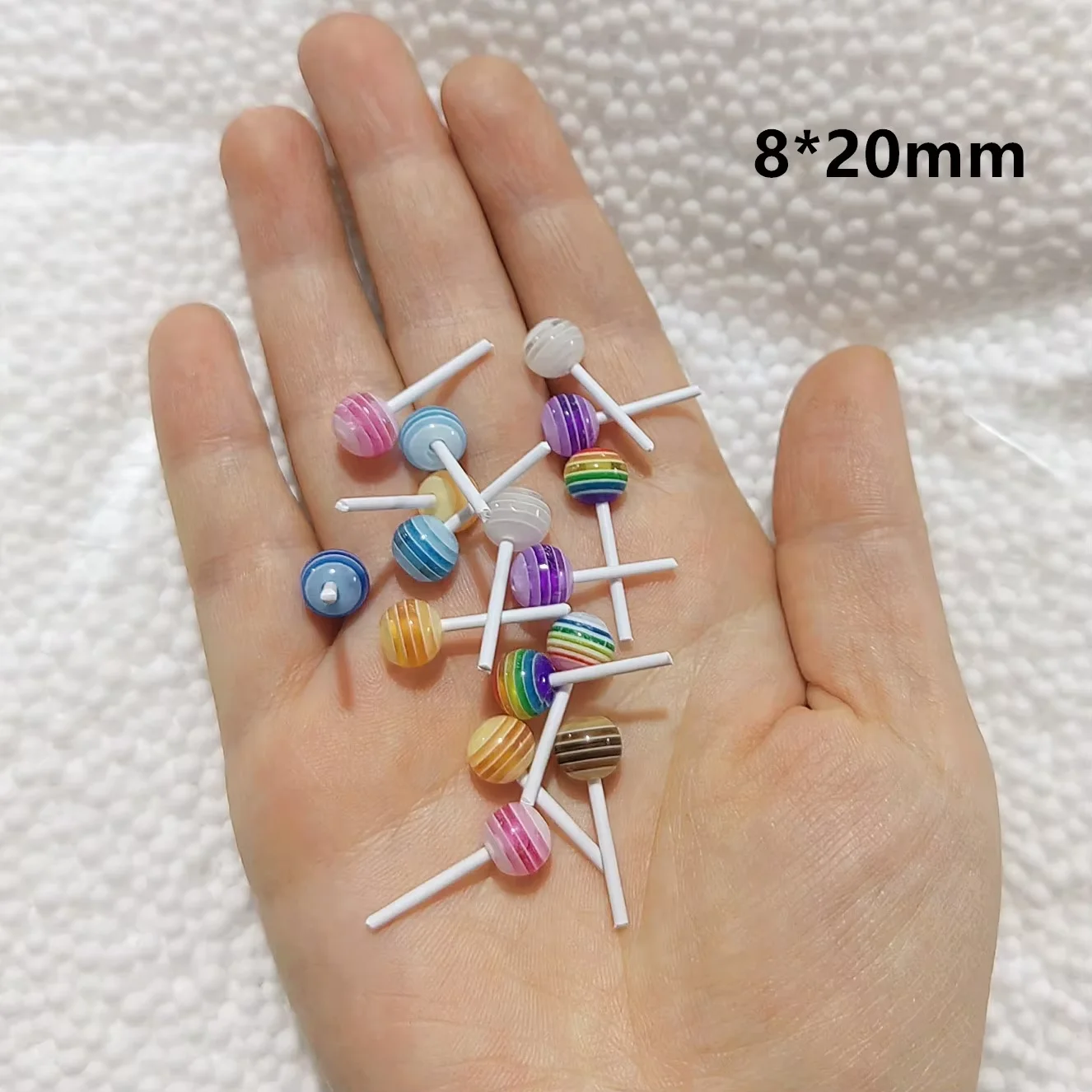 20 stücke Simulation Lollipop Miniatur Dekor Kuchen Tropfen DIY Telefon Fall Dekor Acryl Lebensmittel Dekor Süßigkeiten Miniatur Dekoration – Detail 4
