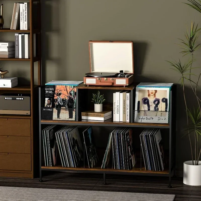 Household Goods Living Room Furniture Bilateral Record Player Shelf Vinyl Records Large Capacity Storage Mail Order Packaging