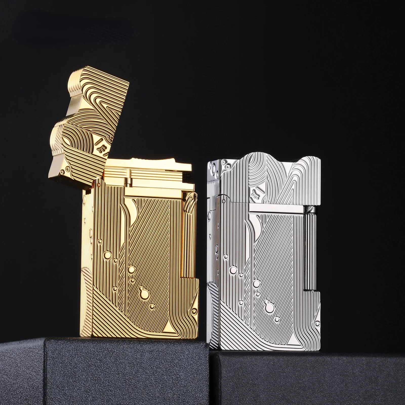 Lighter Pure Copper Handmade Sleeping Mermaid Ding Sound Jet Open Flame Cigarette Lighter Tools Luxury Smoking Accessories