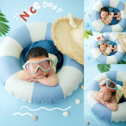 Newborn Photography Props Cool Summer Swimming Pool Theme Straw Hat Shell Seaside Photo Prop Studio Infant Posing Accessories