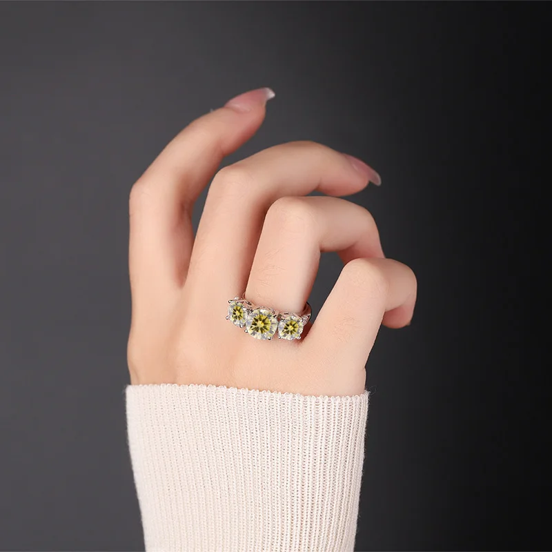 

OEVAS 2/4 карата красочное обручальное кольцо с муассанитом для женщин 100% стерлинговое серебро 925 пробы вечерние ювелирные украшения