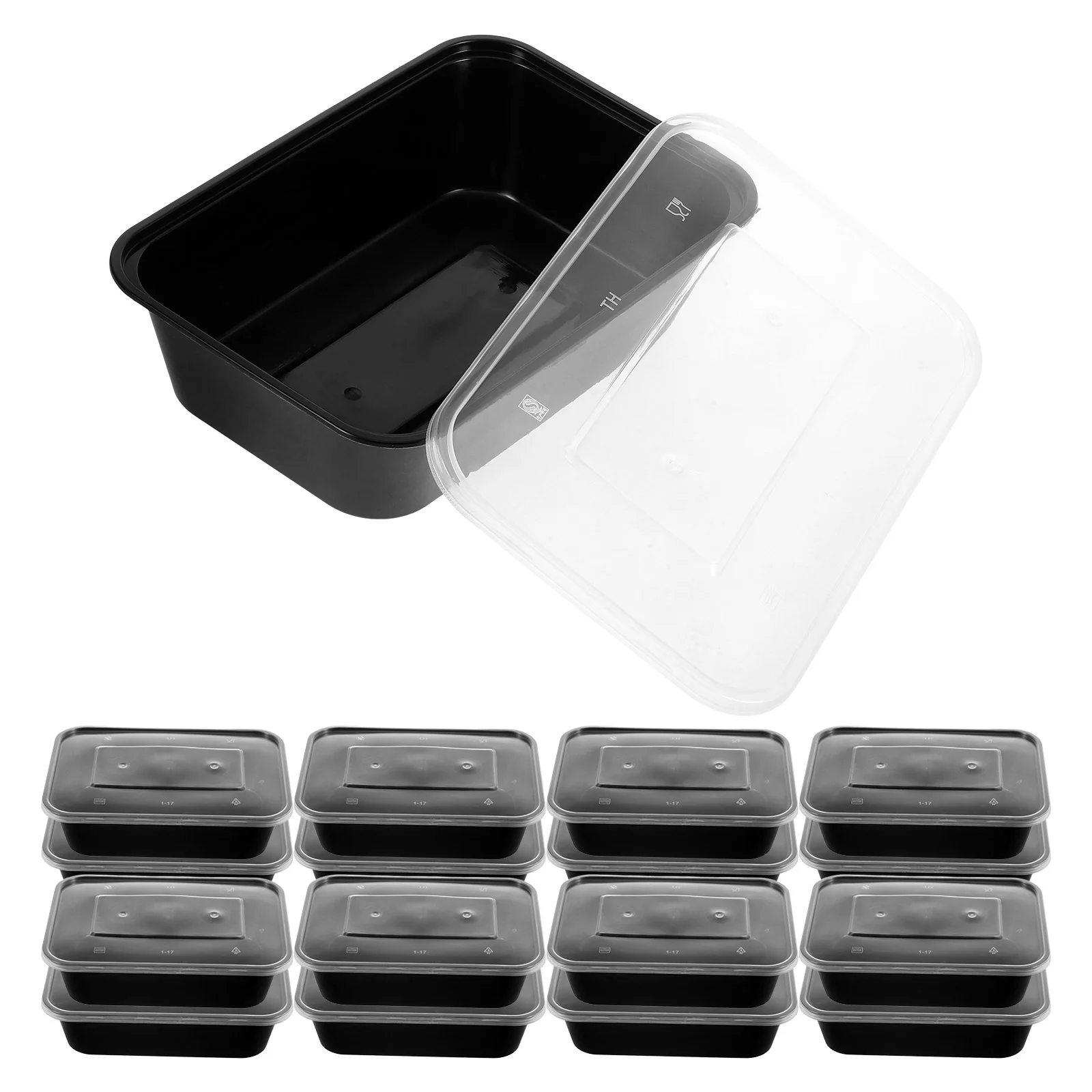 50 Pcs Rectangular Lunch Box Prep Meals Container Portable Thicken Reusable Vegetable Boxes Plastic Food