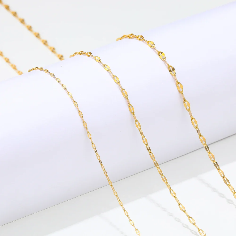 2 Meters 18K Gold Plated Stainless Steel Flat Oval Cable Chains for Girl Bracelet Necklace Supplies DIY Jewelry Making Wholesale image 6