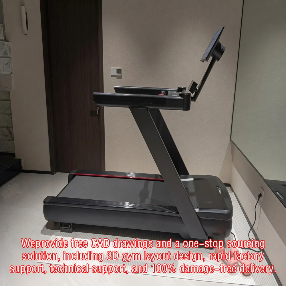 Commercial Smart Treadmill with Rotatable Touch Screen and Wide Running Belt for Professional Gym Cardio Training