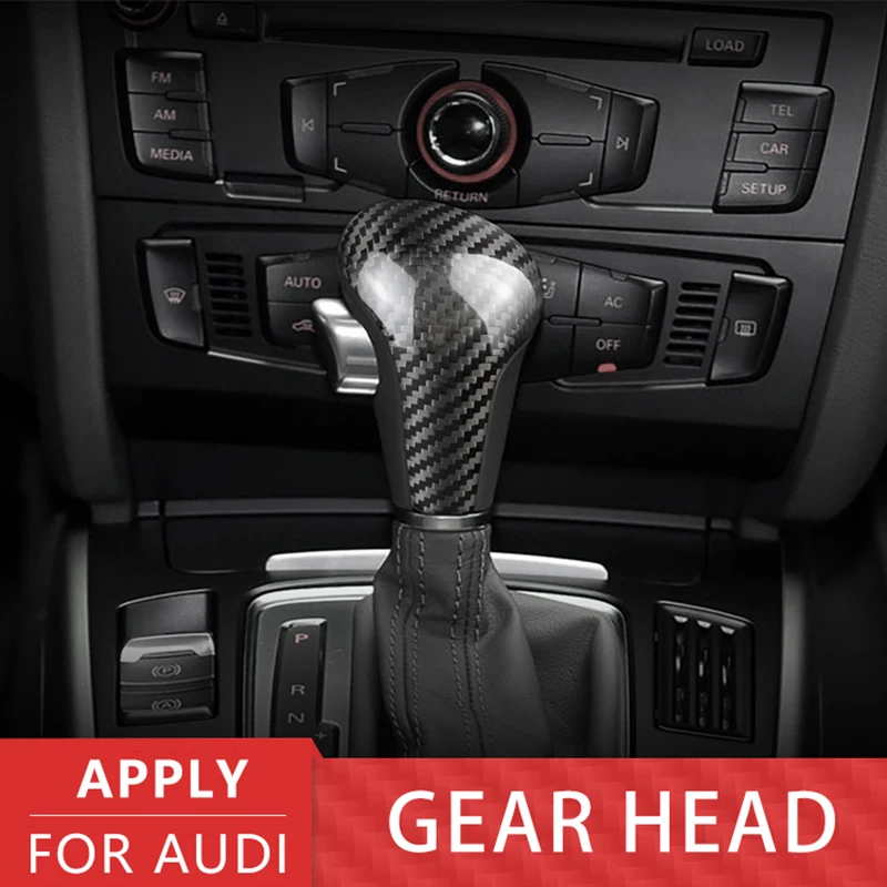 

Car Gear Head Cover Sticker Real Carbon Fiber Decoration Decals For Audi A4 A5 A6 Q5 Q7 C6 B8 Auto Styling Accessories