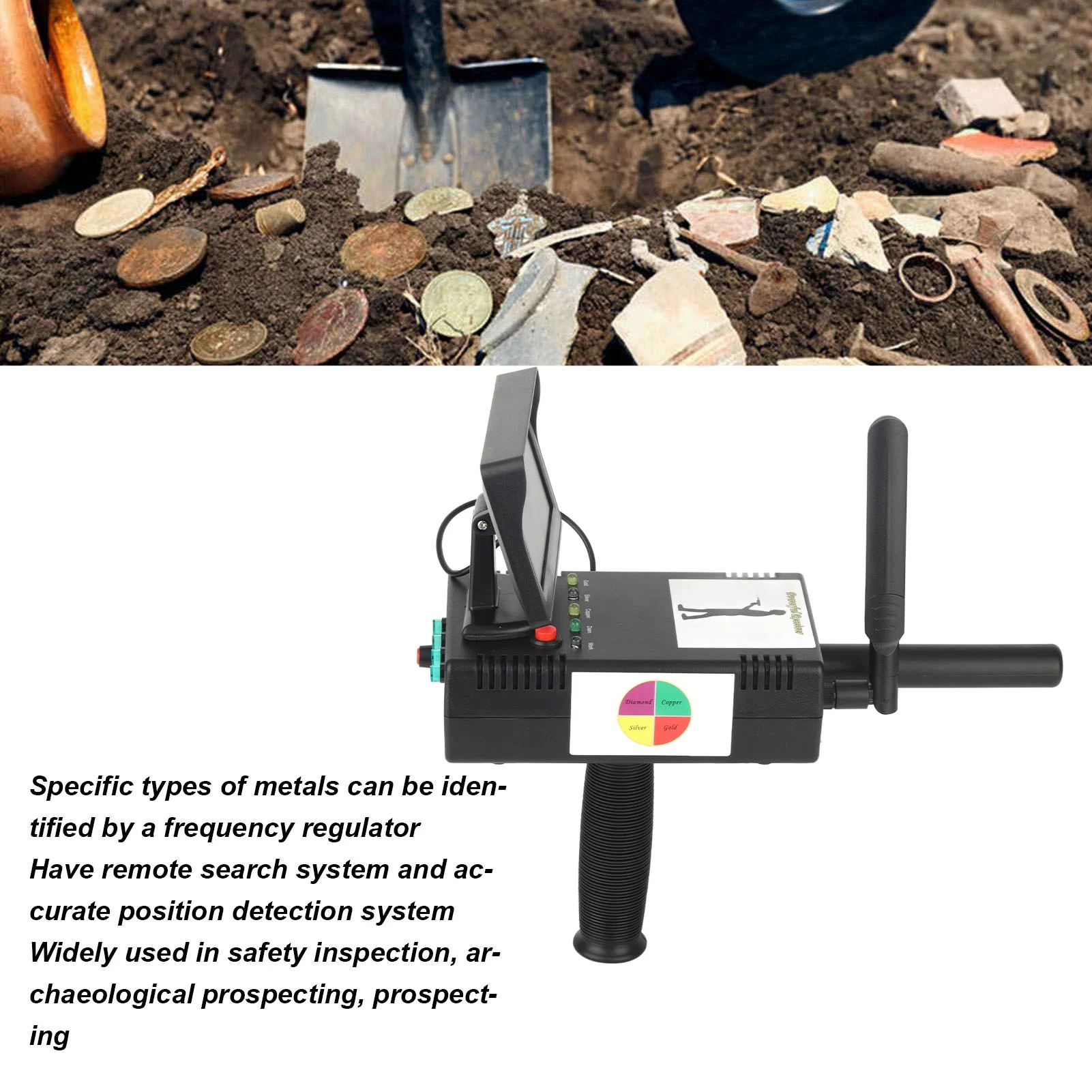 Detector de metais detector de metais abs habitação sensível estável digitalização rápida localizador de tesouro para ouro prata cobre tesouro finder