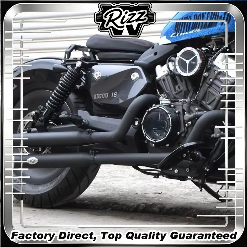 FOR Stainless Steel Exhaust System Right Side Dual 8-Hole Tip 2-In-2 with Removable Baffle for Benda chinchilla300 Rock250