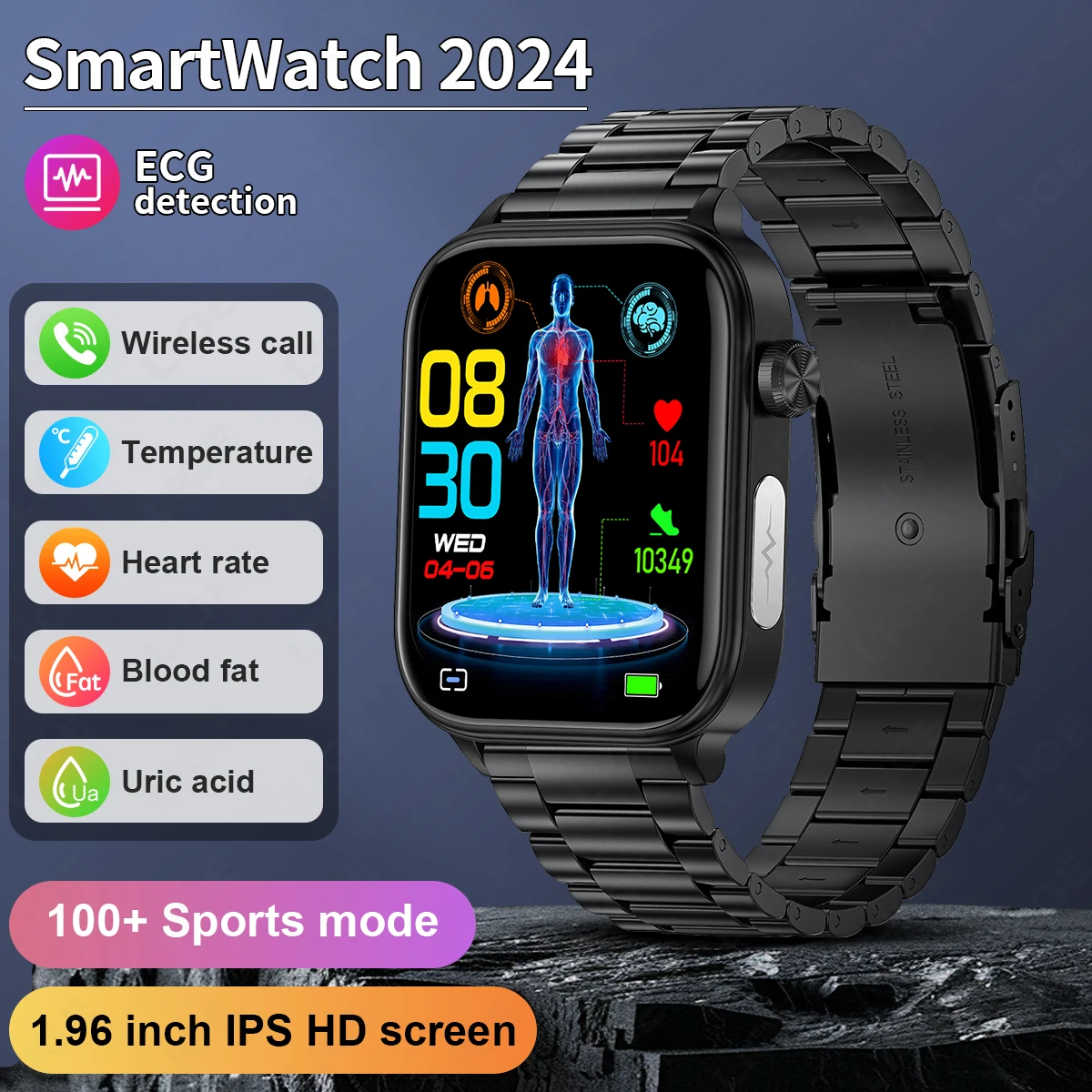 

LIGE New Health Smart Watch Men Heart Rate Blood Pressure Blood Oxygen Monitor Watch For Xiaomi Huawei AI Assistant Smartwatch