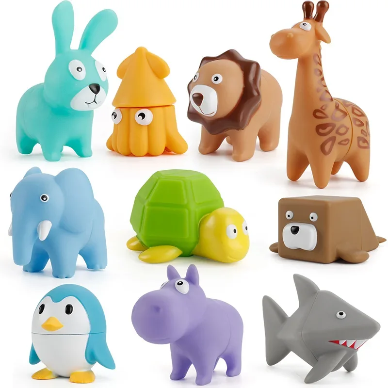 

1 Pcs New Simulation Enamel Magnetic Animal Model Cartoon Lion Elephant Giraffe Penguin Turtle Children Splicing Toys