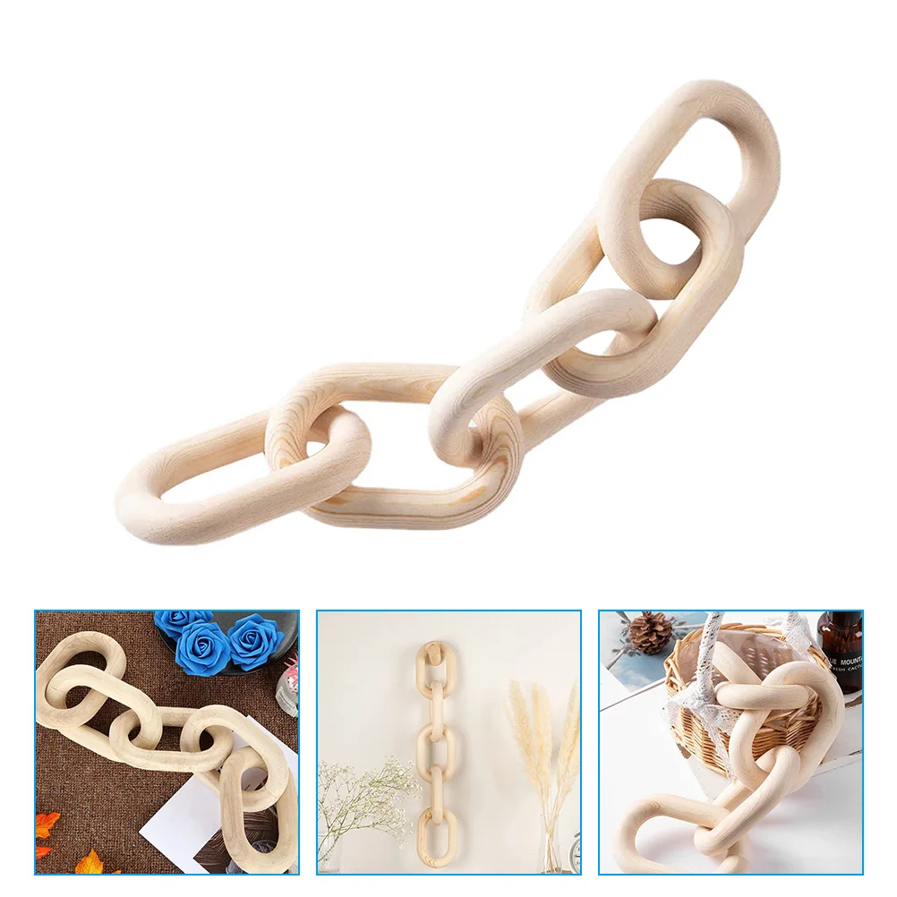 

Rustic Chain Wooden Link Decoration Handicraft Decorations Home Pendant Wall Office Vintage