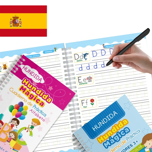 Libros mágicos en español para Aprendizaje de letras en trazado, cuadernos reutilizables en inglés para niños, escritura francesa Montessori