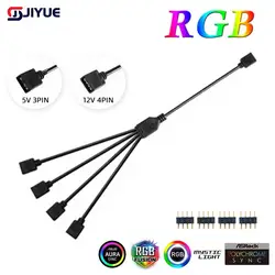 12V/4pin 5V/3-pin AURA RGB Extension Adapter Cable,Motherboard To 2 Or 3 4 5 Connects Splitter Hub F PC LED Light Strip