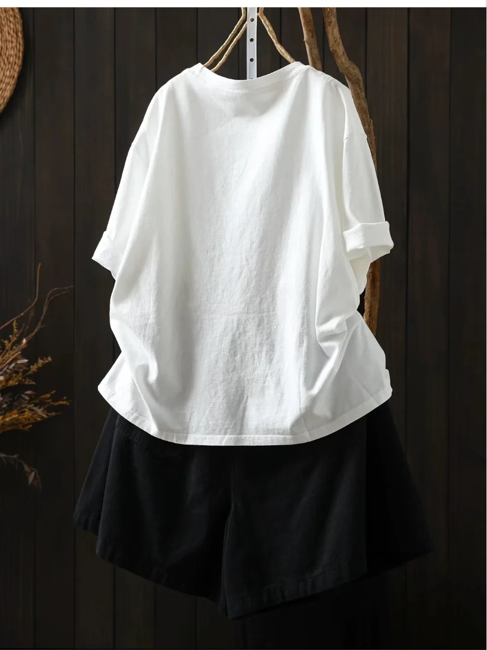 Loose Women's Summer T-shirt Short Sleeve Print Design Creative Commute Style Vintage Brand Removed Casual Fashion Top