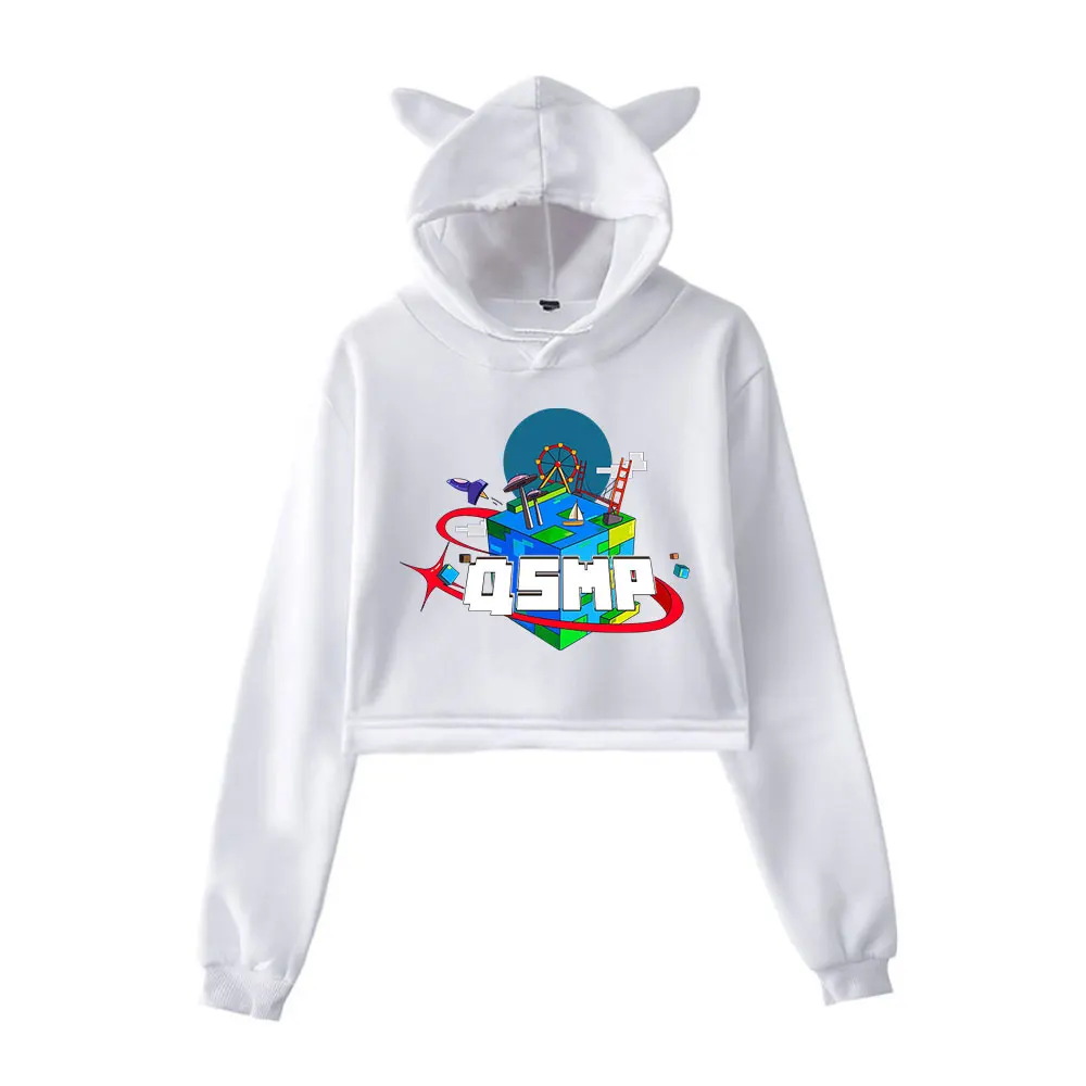 Quackity QSMP Original Egg Hoodie Vintage 90s Merch Hoodies Sweatshirt for Girls Cat Ear Crop Pullover Suitable for Casual Wear