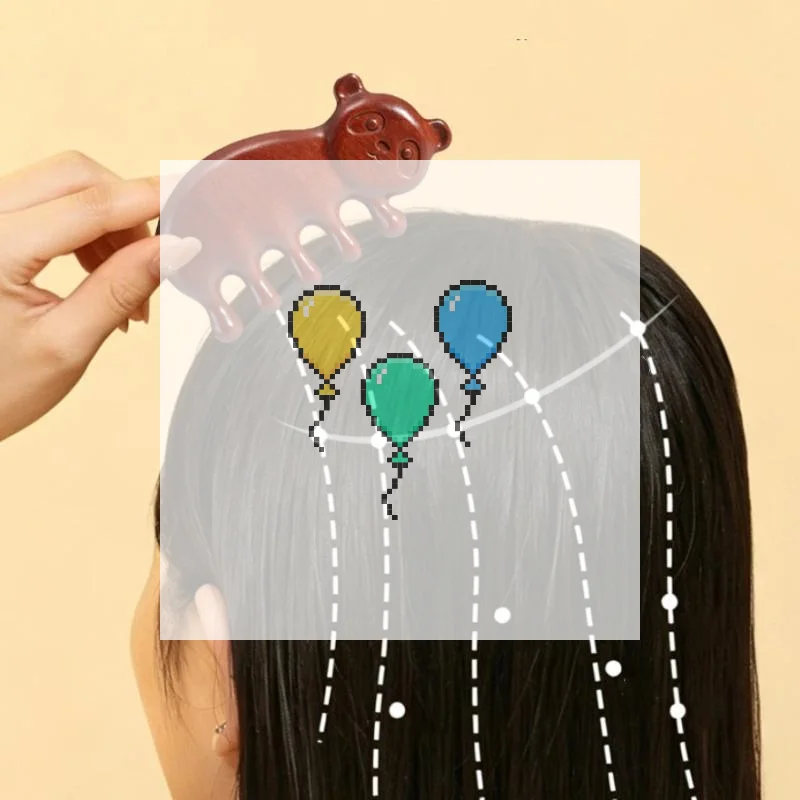 Massage Comb Head Massager Sandalwood Five Tooth Comb Panda Shape Comb Scalp Scraping Massager Body Massage Tool
