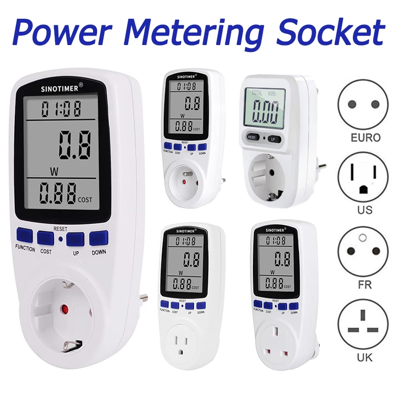 Digital Wattmeter AC 230V 110V Power Meter Electricy Consumption Energy Meter EU Plug Power Kilowatt Wattage Electricity Meter