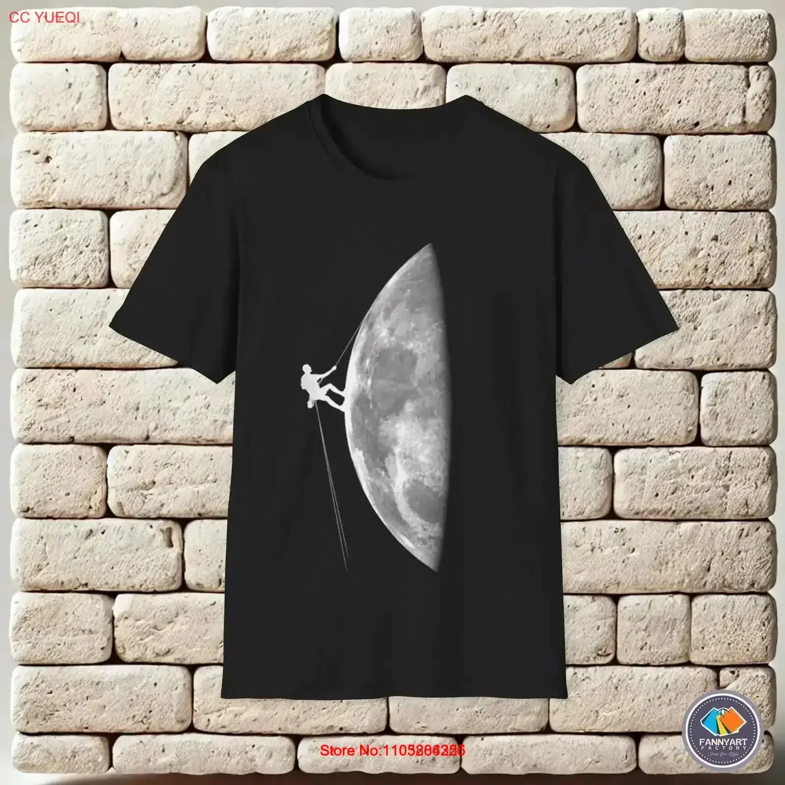 T-shirt vintage « Climbing on the Moon » pour homme, style streetwear délavé, extensible, polyvalent, légèrement doux, confortable, avec motif graphique