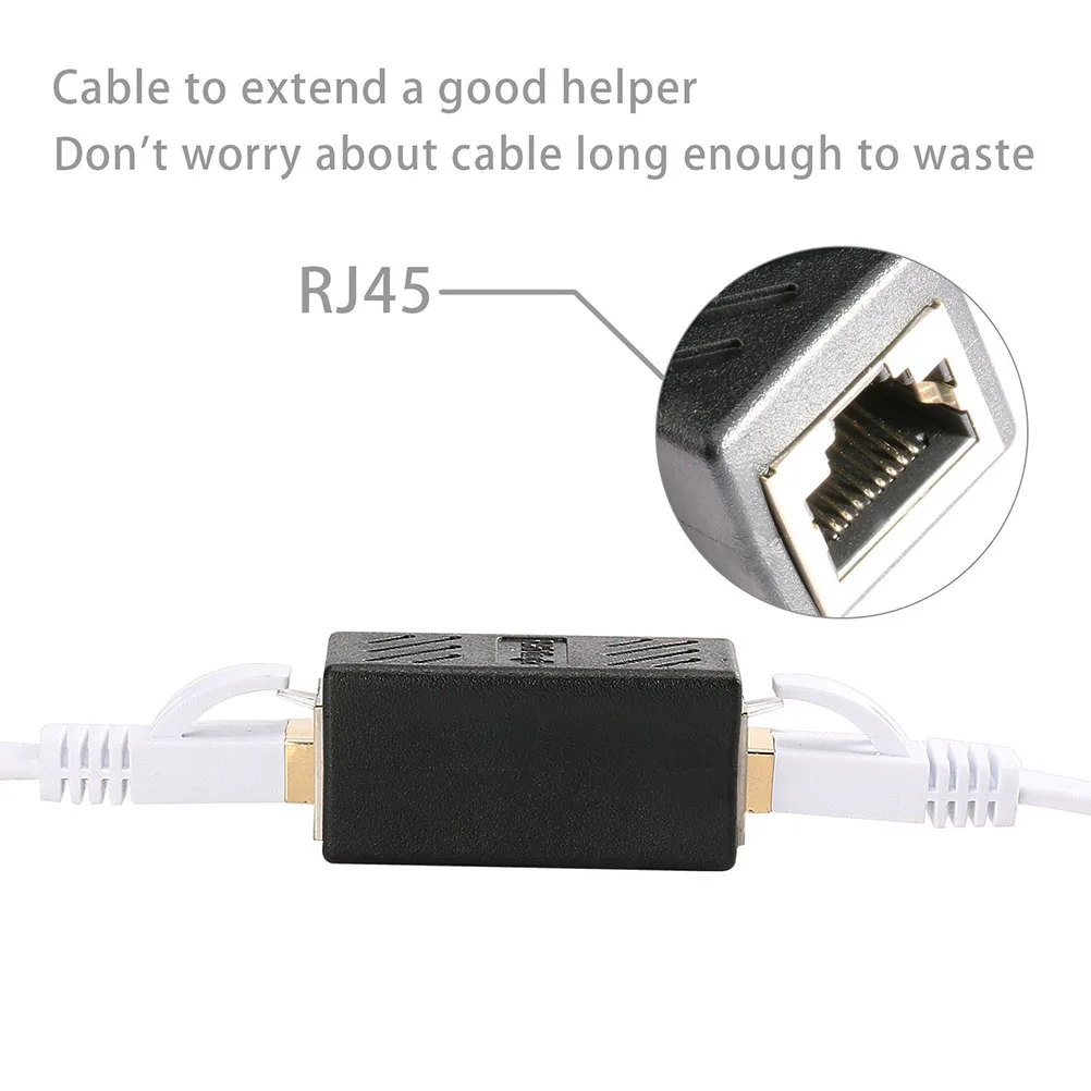 

5pcs Coupler Female To Female Ethernet In-Line Shielded Cat6 Cat5E Connector Network Extension Adapter Black
