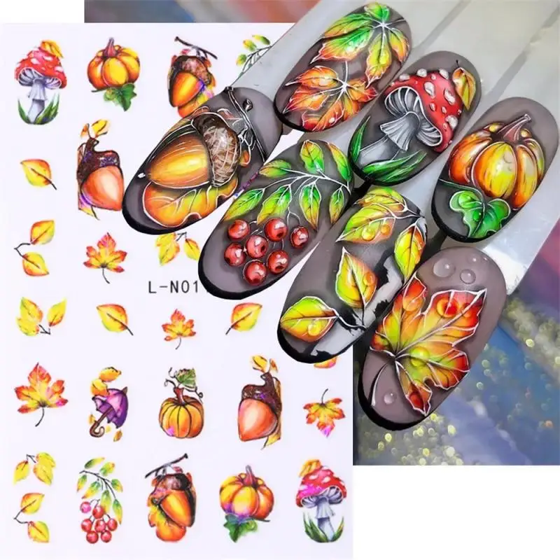 Adesivi per unghie innovativo duraturo Multi-funzione foglia d'acero facilità d'uso creativo autunno Nail Art decorazione adesivi frutta Ins