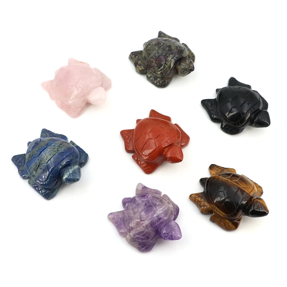 Natural Crystal Sea Turtle Statue Amethyst Lapis Lazuli Animals Healing Stone Home Decor Fish Tank Crafts Small Tortoise  Decora