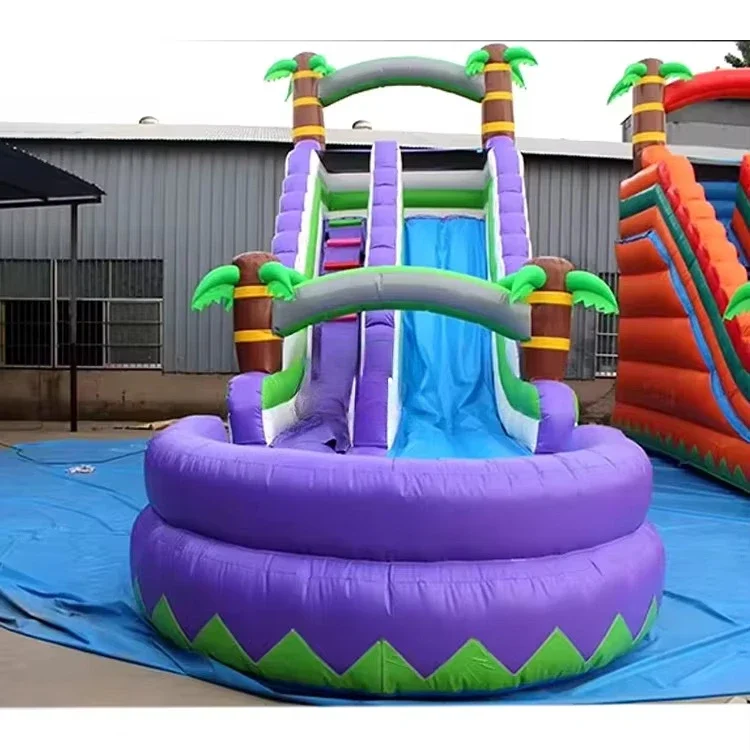 Hot Selling 29ft Palm Tree Inflatable Pool Slide Jumpers Inflatable Water Slides for Adults Wholesale Inflatable Water Slides