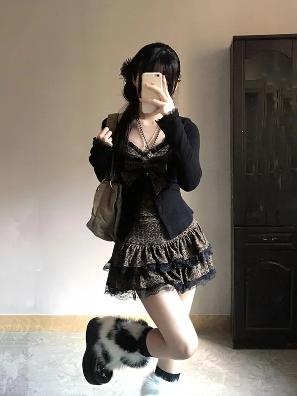 

American Sle Punk Leopard Print Skirt Women's Summer 2025 High Waist Slimming f Skirt Commute Korean Sle A-Line