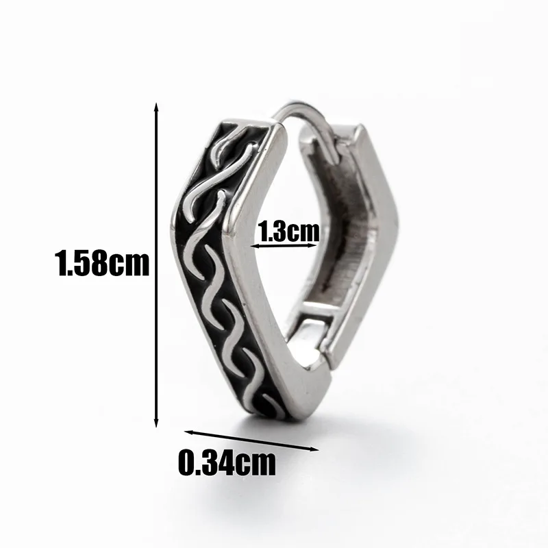 1pc Punk Gothic Twist Leaf Bone Stainless Steel Simple Round Circle Hoop Earrings Rock Roll Mens Women Hip Hop Jewelry Fashion