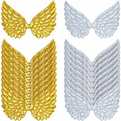 40 Pcs Glitter Craft Angel Wings 2 Colors Fabric Wing Patches Embossed Wing Patches for DIY Craft Clothing Ornament Supplies