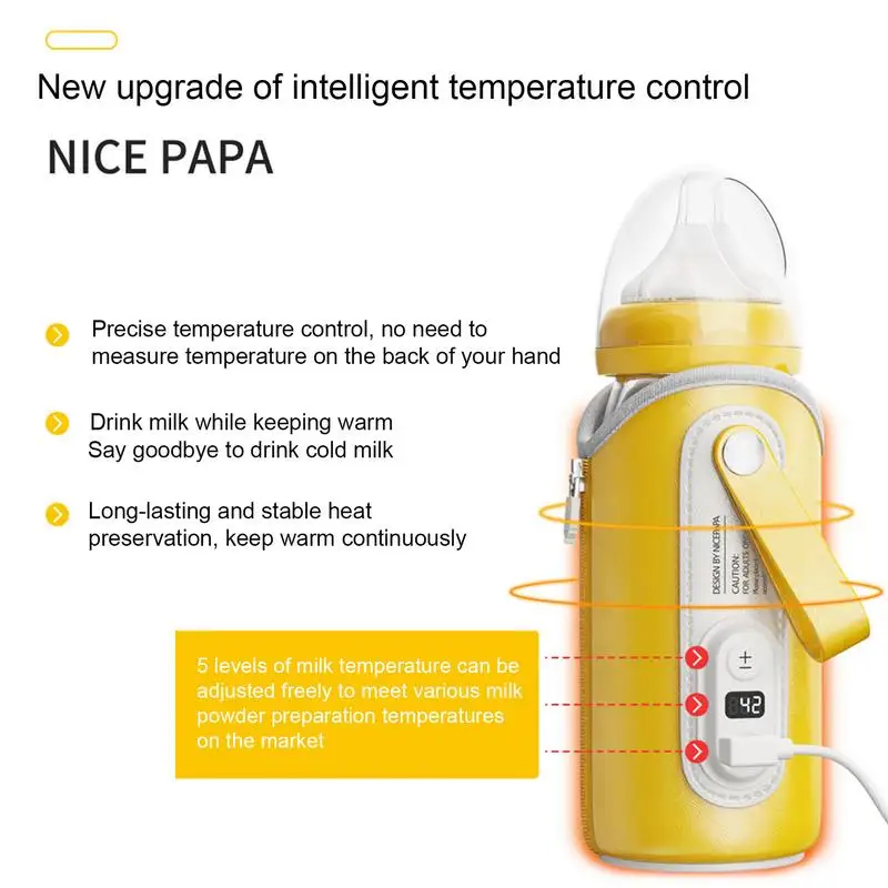 Large Capacity USB Leather Milk Bottle Heater, Portable Warmer Bag, Aquecedor para bebê, infantil, Acessórios de viagem