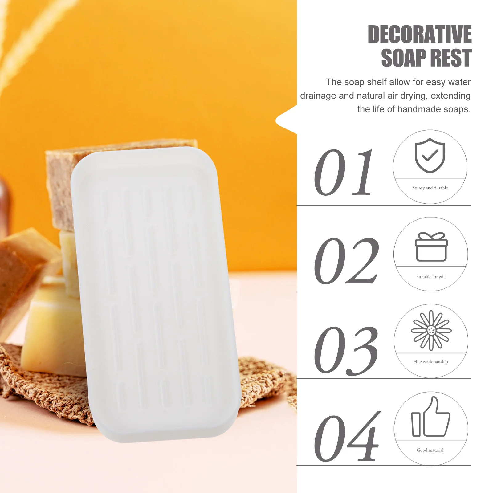 

1Set Silicone Soap Tray Soap Holder Draining Rack Non-Deform for Bathroom Kitchen Shower Home Home Supplies