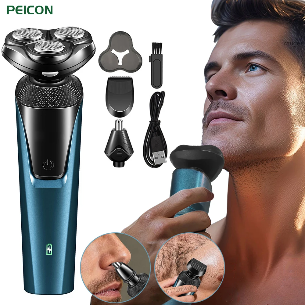 Electric Shaver 4D Floating Razor for Men Facial Beard Chest Leg Shaver USB Rechargeable Nose Hair Trimmer Body Electric Razor