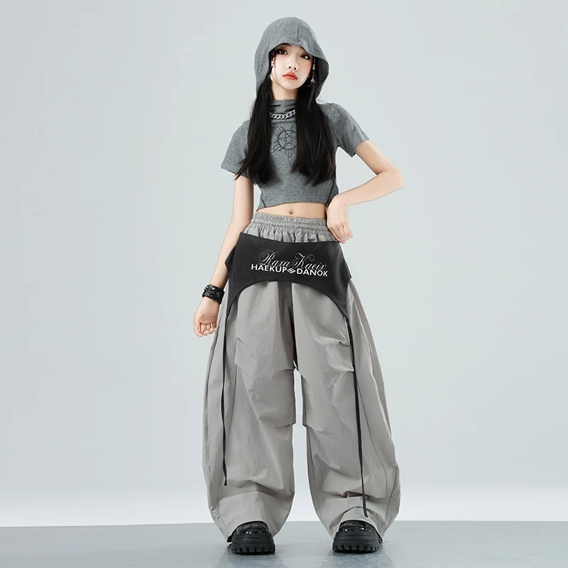 Vestiti della squadra delle ragazze Abiti da ballo jazz Costumi di danza hip-hop Manica corta Crop Top Pantaloni cargo Vestito Abbigliamento da ballo di strada DQL10727