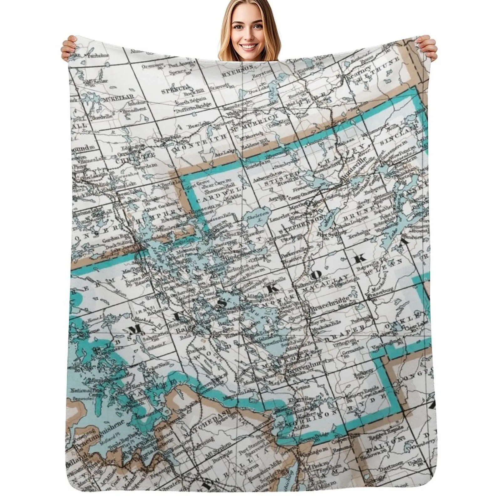 

Map of Muskoka County, Ontario, Canada Throw Blanket Decorative Throw cosplay anime Comforter sofa bed Blankets