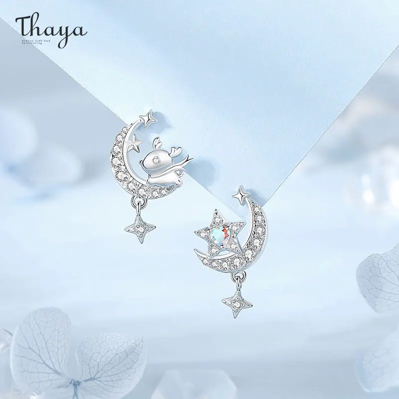 

Thaya S925 Sterling Silver Star Deer Design Zircon Earrings Fashion Elegant Earring Stud for Women Party Fine Jewelry Gifts