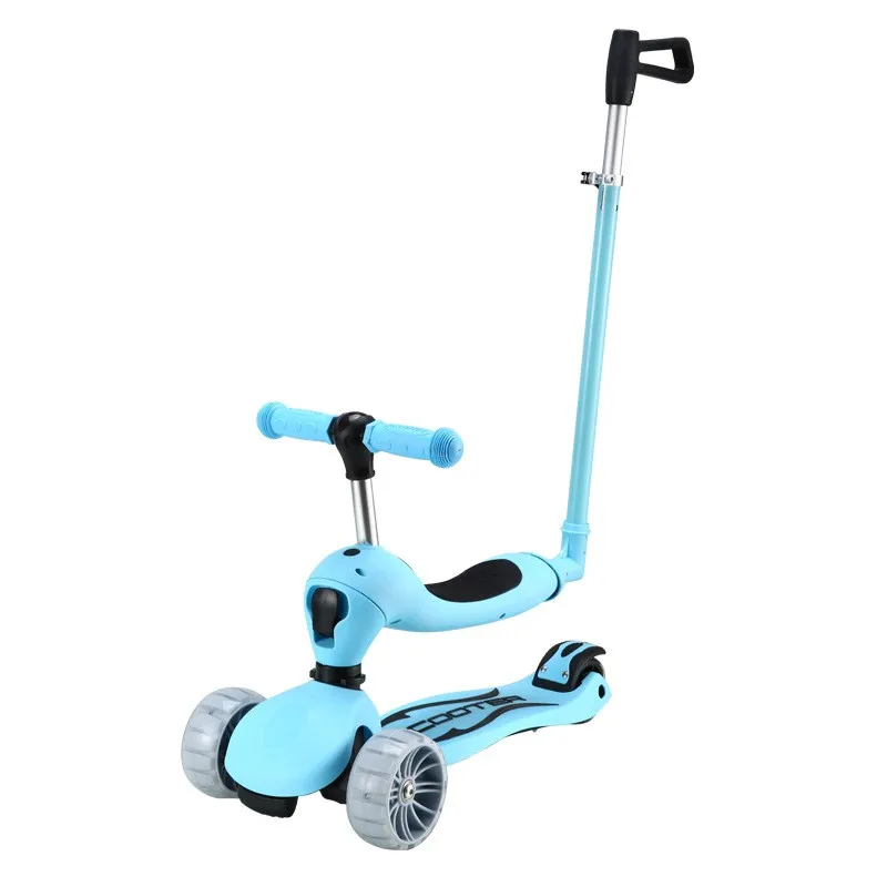 3-in-1 kinderscooter 1-3-6-12 jaar oude jongens en meisjes kinderen kunnen zitten en rijden met duwstang draagbare buitenscooters