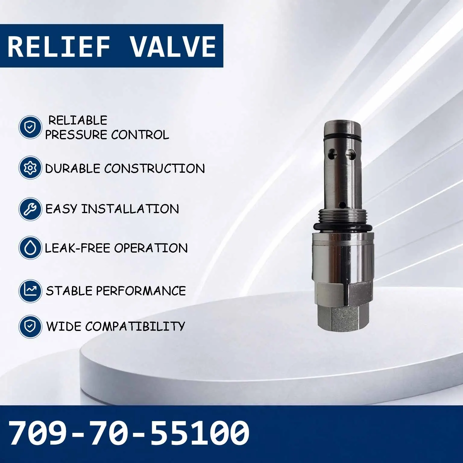 New Relief Valve 709-70-55100 For Komatsu PC120-5 PC150 PC200 PC220