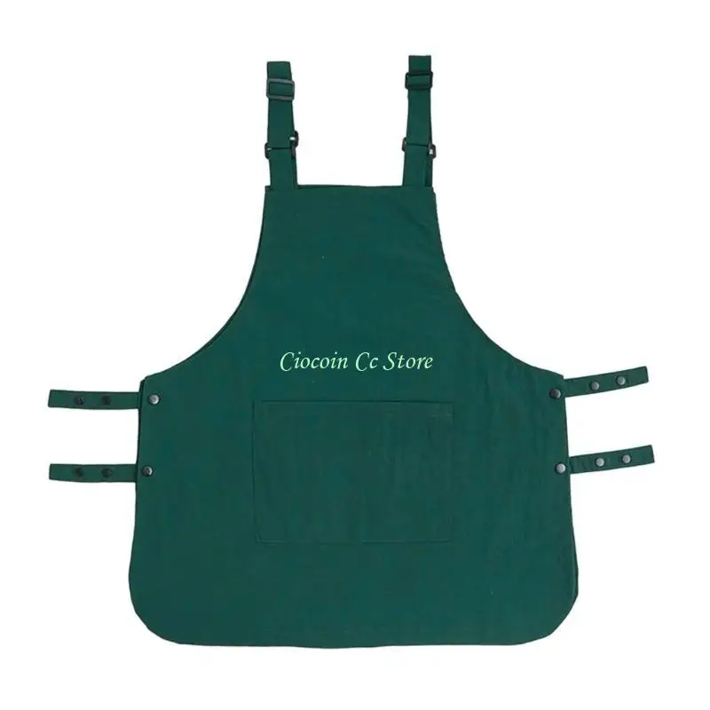 X90F Water Resistant Apron with Multiple Pockets and Side Button for Cooking Crafting